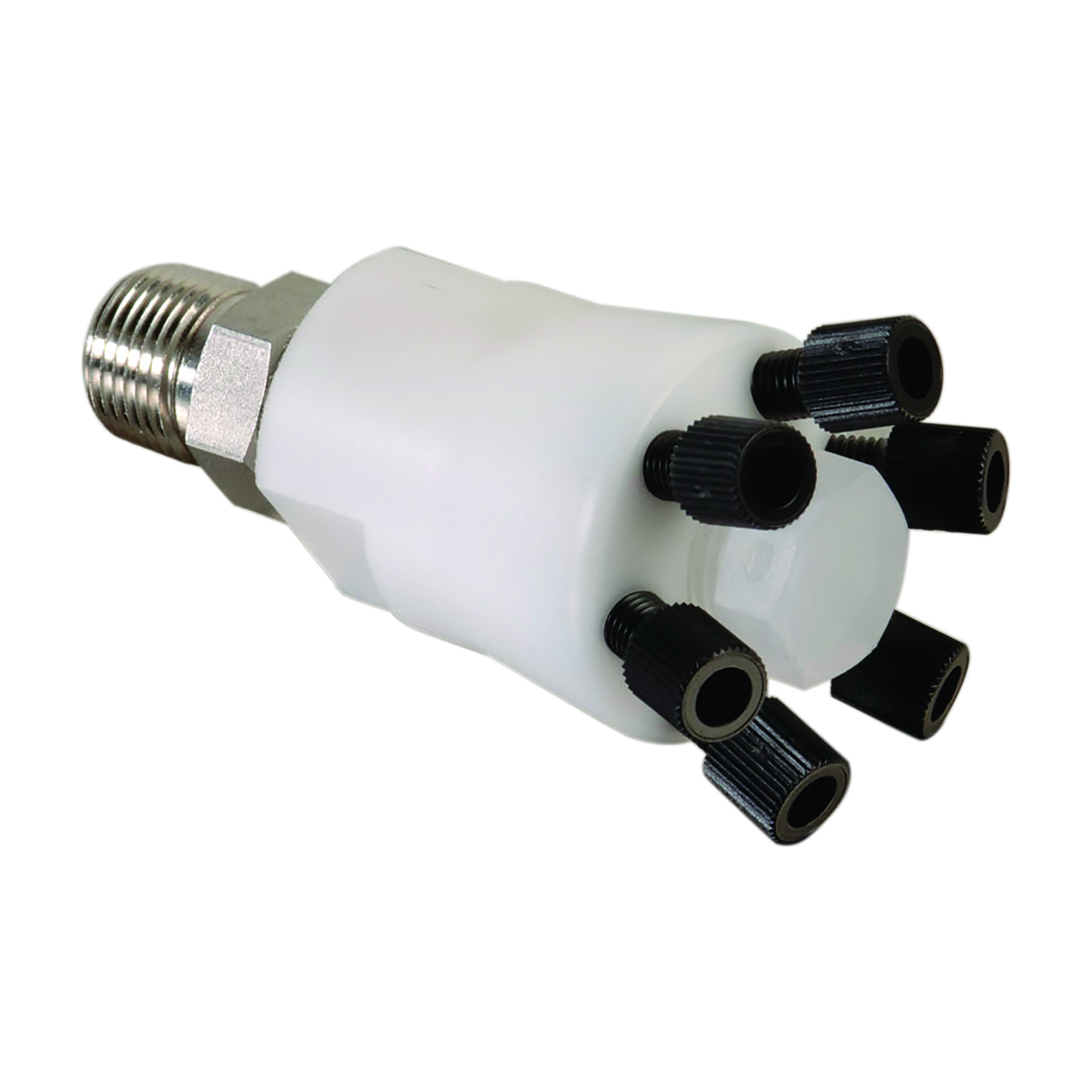 Justrite HPLC Poly Manifold with Stainless Steel Stacker Connector — Fits Up to 12 Waste Lines, Model# 28180
